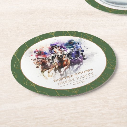 Elegant Race Paard Derby Party Ruitersport Ronde Kartonnen Onderzetter (Gebogen)