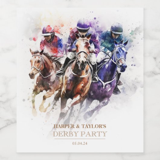 Elegant Race Paard Derby Party Ruitersport Wijn Etiket (Enkel label)