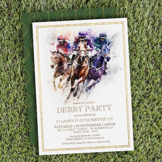 Elegant Race Paard Derby Party Verjaardag Kaart