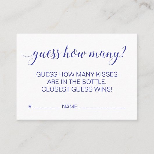 Elegant raden hoeveel blauw Vrijgezellenfeest spel Visitekaartje (Voorkant)