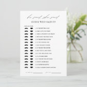 Elegant raden wie Vrijgezellenfeest spel Kaart (Staand voorkant)