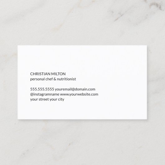 Elegant Radish Photo Personal Chef Catering Visitekaartje (Achterkant)