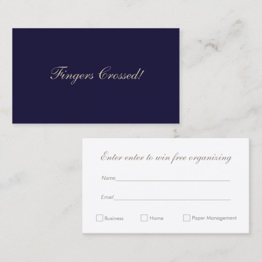 Elegant Raffle Ticket Navy Blauw (Voorkant / Achterkant)