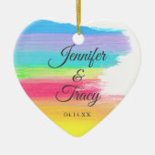 Elegant Rainbow - aangepast LGBT-paar - kerstfeest Keramisch Ornament (Voorkant)