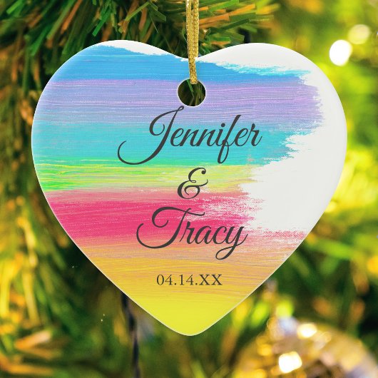 Elegant Rainbow - aangepast LGBT-paar - kerstfeest Keramisch Ornament
