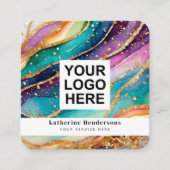 Elegant Rainbow Agate gold Glitter & QR Code Logo Vierkante Visitekaartje (Voorkant)