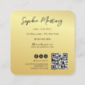 Elegant Rainbow Agate gold Glitter & QR Code Logo Vierkante Visitekaartje (Achterkant)