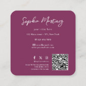 Elegant Rainbow Agate gold Glitter & QR Code Logo Vierkante Visitekaartje (Achterkant)