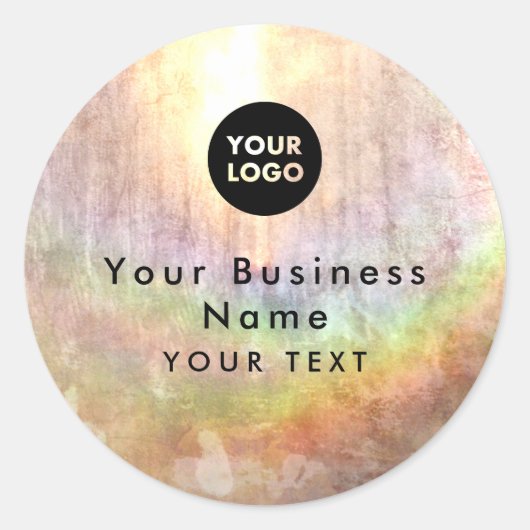 Elegant Rainbow Beige Tan Business Logo Ronde Sticker (Voorkant)