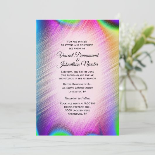 Elegant Rainbow Colors Wedding Invitting Kaart (Staand voorkant)