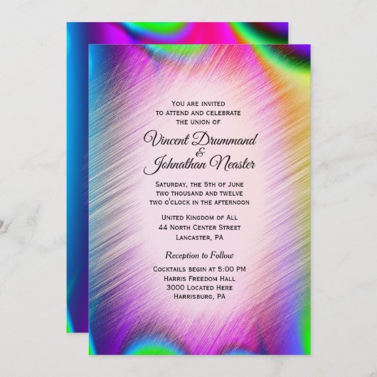 Elegant Rainbow Colors Wedding Invitting Kaart (Voorkant / Achterkant)