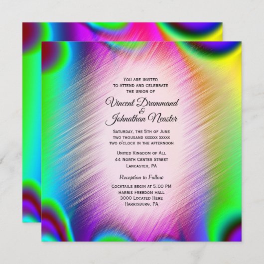 Elegant Rainbow Colors Wedding Invitting Kaart (Voorkant / Achterkant)