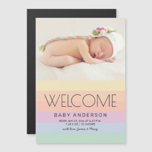 Elegant Rainbow Cute Baby Foto geboorteaankondigin Magnetische Uitnodiging