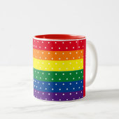 Elegant Rainbow en White Polka Dot Name Two-Tone Tweekleurige Koffiemok (Voorkant rechts)