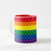 Elegant Rainbow en White Polka Dot Name Two-Tone Tweekleurige Koffiemok (Voorkant links)