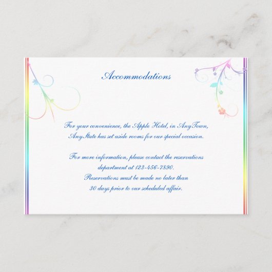 Elegant Rainbow Floral Gay Wedding Insert Informatiekaartje (Voorkant)