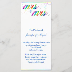 Elegant Rainbow Floral Gay Wedding Programme Programmakaart