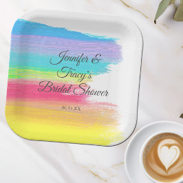 Elegant Rainbow Gepersonaliseerd Lesbian Vrijgezel Papieren Bordje