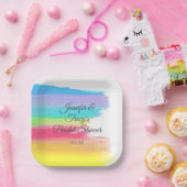 Elegant Rainbow Gepersonaliseerd Lesbian Vrijgezel Papieren Bordje (Feest)