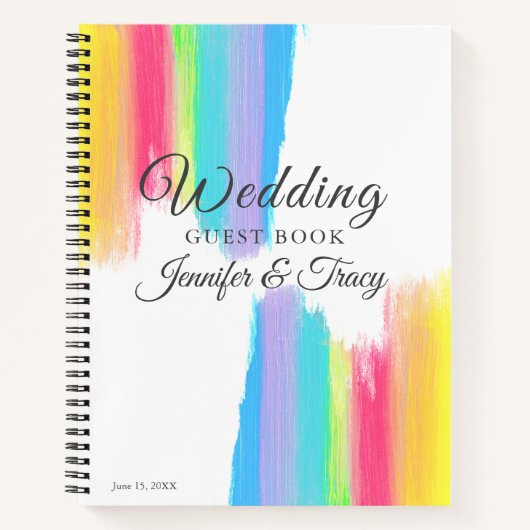 Elegant Rainbow Gepersonaliseerde LGBTQ Weddenscha Notitieboek (Voorkant)