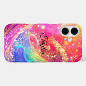 Elegant Rainbow Glam & Glitter Personalized  Case-Mate iPhone Case (Achterkant (horizontaal))