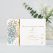 ELEGANT RAINBOW GLANS GOUD Aangepaste RSVP Kaartje (Staand voorkant)