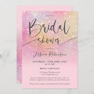 Elegant rainbow glitter script vrijgezellenfeest kaart