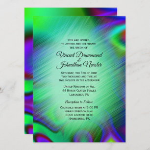Elegant Rainbow Green Wedding Invitations Kaart