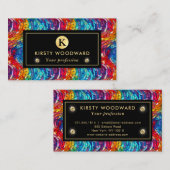Elegant Rainbow Jewel Tone Mozaïek Glas Patroon Visitekaartje (Voorkant / Achterkant)
