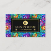 Elegant Rainbow Jewel Tone Mozaïek Glas Patroon Visitekaartje (Voorkant)