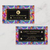 Elegant Rainbow Jewel Tone Mozaïek Glas Patroon Visitekaartje (Voorkant / Achterkant)