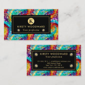 Elegant Rainbow Jewel Tone Mozaïek Glas Patroon Visitekaartje (Voorkant / Achterkant)