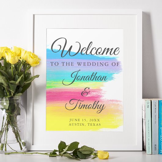 Elegant Rainbow Modern LGBT Welkom bij ons huwelij Poster