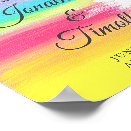 Elegant Rainbow Modern LGBT Welkom bij ons huwelij Poster (Hoek)