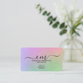 Elegant Rainbow Monogram Business Cards - Rounded  Visitekaartje (Staand voorkant)