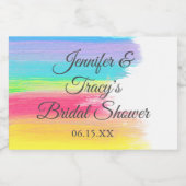Elegant Rainbow Personalized Bridal Shower Mini Sparkling Wijnetiket (Enkel label)