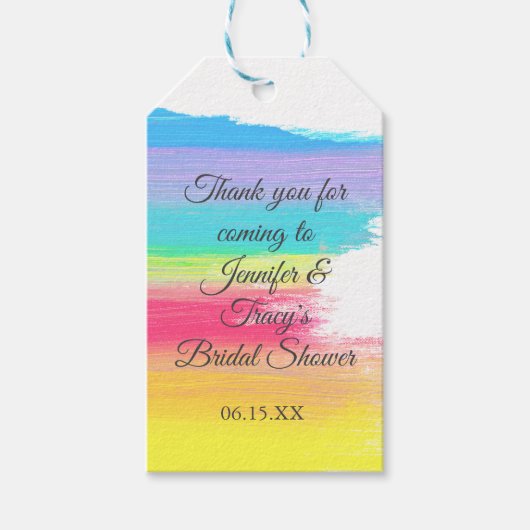 Elegant Rainbow Personalized Lesbian Bridal Shower Cadeaulabel (Voorkant)