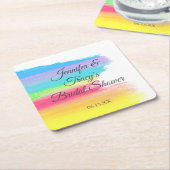 Elegant Rainbow Personalized Lesbian Bridal Shower Kartonnen Onderzetters (Schuin)