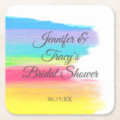 Elegant Rainbow Personalized Lesbian Bridal Shower Kartonnen Onderzetters (Voorkant)
