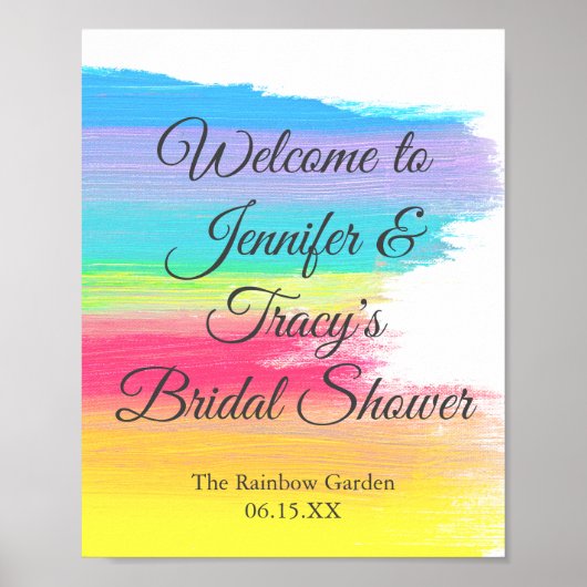 Elegant Rainbow Personalized Lesbian Bridal Shower Poster (Voorkant)