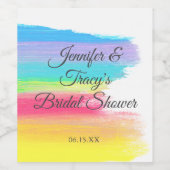 Elegant Rainbow Personalized Lesbian Bridal Shower Wijn Etiket (Enkel label)