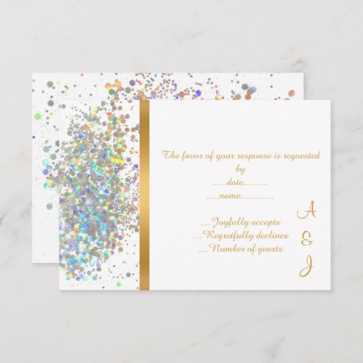 ELEGANT RAINBOW SPARKLE GOUD Aangepaste RSVP (Voorkant / Achterkant)