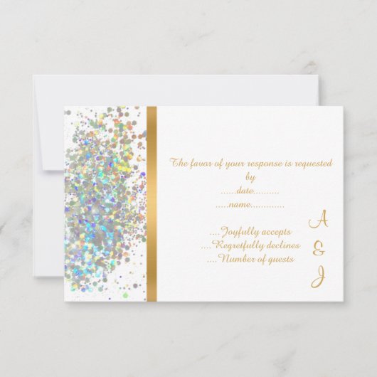 ELEGANT RAINBOW SPARKLE GOUD Aangepaste RSVP Kaartje (Voorkant)