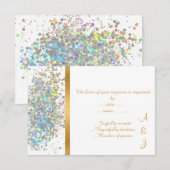 ELEGANT RAINBOW SPARKLE GOUD Aangepaste RSVP Kaartje (Voorkant / Achterkant)