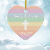 Elegant Rainbow Stripes Christening Baptisme Keramisch Ornament
