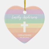 Elegant Rainbow Stripes Christening Baptisme Keramisch Ornament (Voorkant)