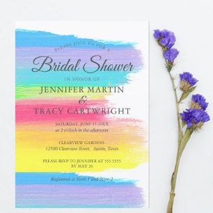 Elegant Rainbow Two Brides Lesbian Vrijgezellenfee Kaart
