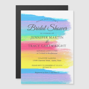 Elegant Rainbow Two Brides Lesbian Vrijgezellenfee Magnetische Uitnodiging