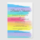 Elegant Rainbow Two Brides Lesbian Vrijgezellenfee Magnetische Uitnodiging (Voorkant)