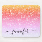 Elegant Rainbow Unicorn Glitter Sparkle Jouw naam Muismat (Voorkant)